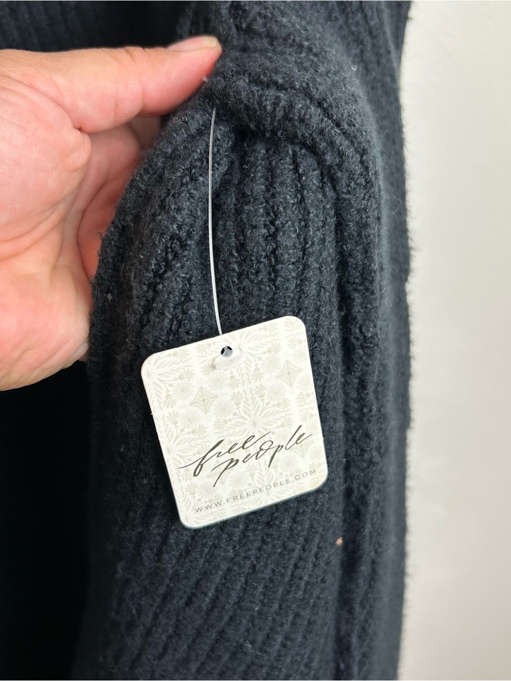 NWT Free People Sunbeam Sweater Chunky Ribbed Mock Neck Black | Size M - Picture 5 of 9